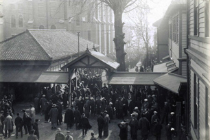 The 1928 entrance exams with the large gingko tree in the background