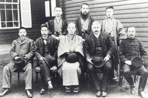 Graduates of the Keio University Department of Literature in 1897. Rintaro Mori, seated far right. (Mita Media Center collection)