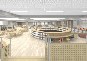 Rendering of the school library