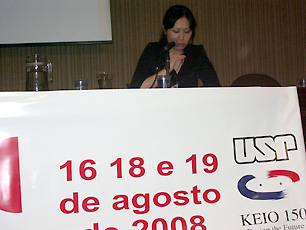 Giving a lecture at the "International Symposium to commemorate the 100th anniversary of Japanese Immigration to Brazil and 150th anniversary of Keio University", held at the University of São Paulo, Brazil, in August 2008