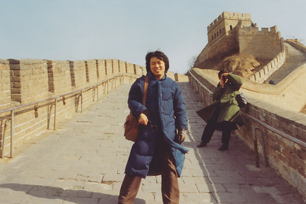 At the Great Wall of China during the exchange abroad